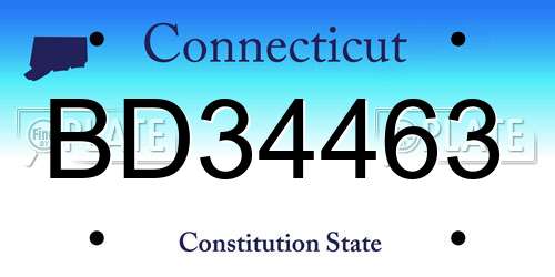 BD34463 Connecticut License Plate
