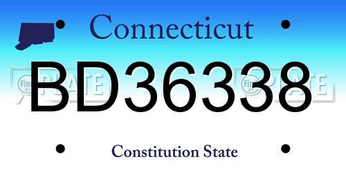 BD36338 Connecticut License Plate