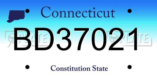 BD37021 Connecticut License Plate