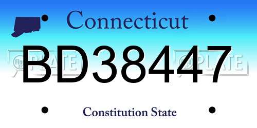 BD38447 Connecticut License Plate
