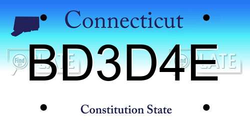 BD3D4E Connecticut License Plate