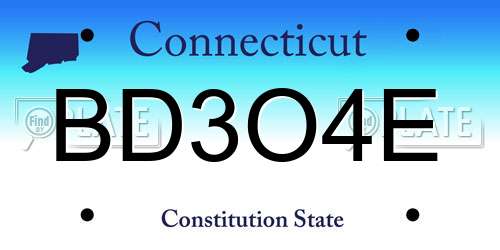 BD3O4E Connecticut License Plate