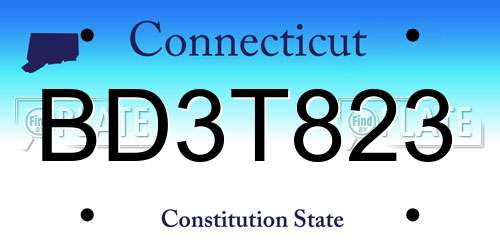 BD3T823 Connecticut License Plate