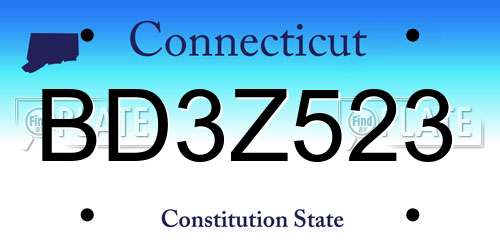 BD3Z523 Connecticut License Plate
