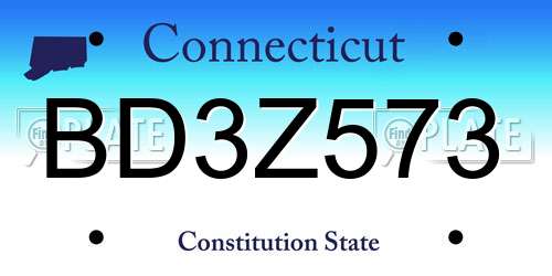 BD3Z573 Connecticut License Plate