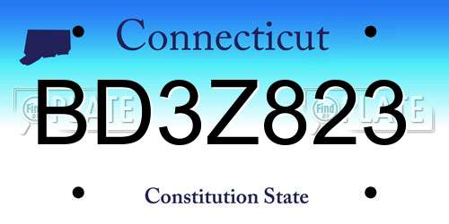 BD3Z823 Connecticut License Plate