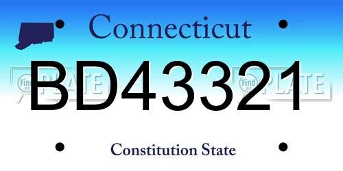 BD43321 Connecticut License Plate