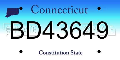 BD43649 Connecticut License Plate