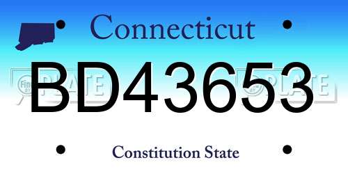 BD43653 Connecticut License Plate