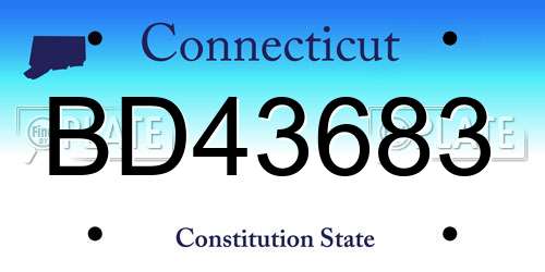 BD43683 Connecticut License Plate