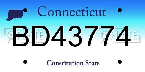 BD43774 Connecticut License Plate