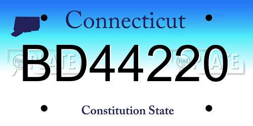 BD44220 Connecticut License Plate
