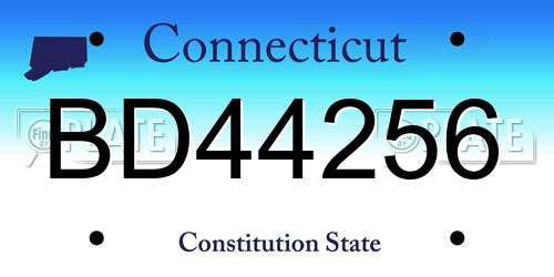 BD44256 Connecticut License Plate