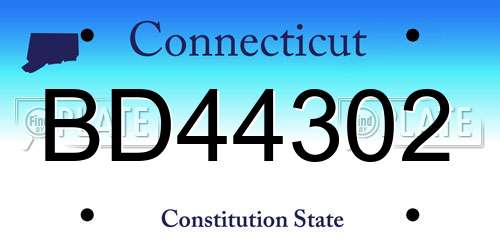 BD44302 Connecticut License Plate