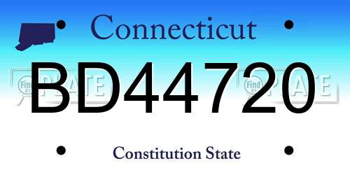 BD44720 Connecticut License Plate