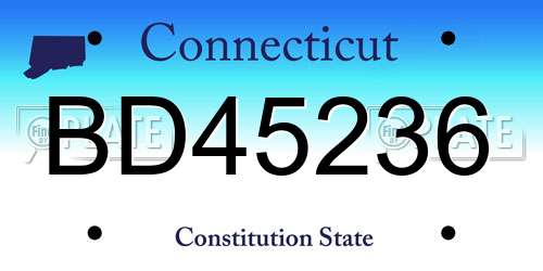 BD45236 Connecticut License Plate