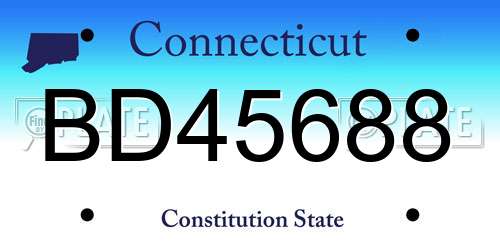 BD45688 Connecticut License Plate