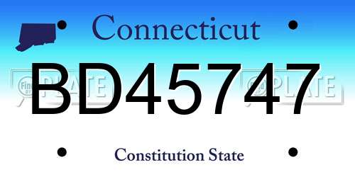 BD45747 Connecticut License Plate