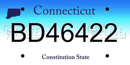 BD46422 Connecticut License Plate