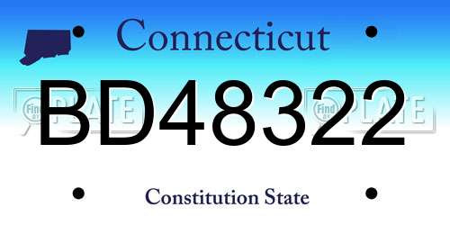 BD48322 Connecticut License Plate