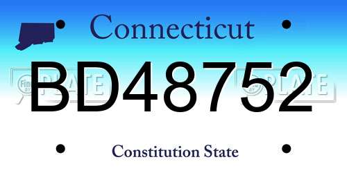 BD48752 Connecticut License Plate