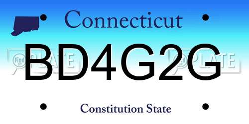 BD4G2G Connecticut License Plate