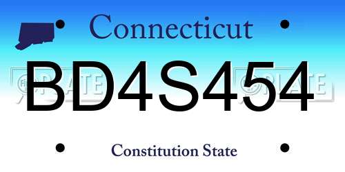 BD4S454 Connecticut License Plate