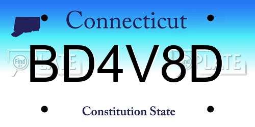 BD4V8D Connecticut License Plate