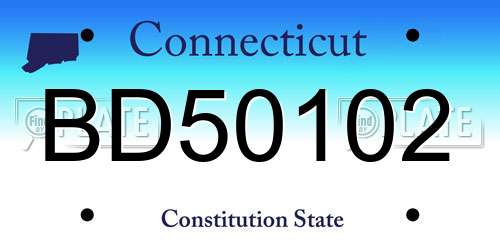 BD50102 Connecticut License Plate