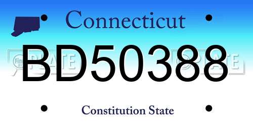 BD50388 Connecticut License Plate