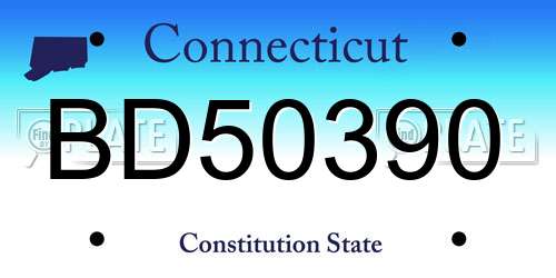 BD50390 Connecticut License Plate