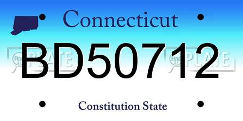 BD50712 Connecticut License Plate