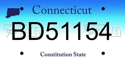BD51154 Connecticut License Plate
