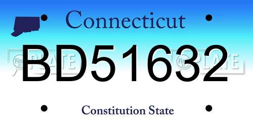 BD51632 Connecticut License Plate