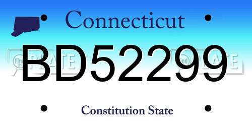 BD52299 Connecticut License Plate