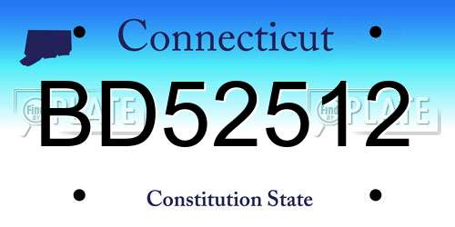 BD52512 Connecticut License Plate
