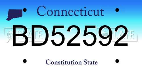 BD52592 Connecticut License Plate