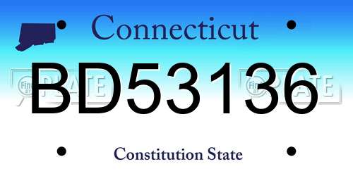 BD53136 Connecticut License Plate
