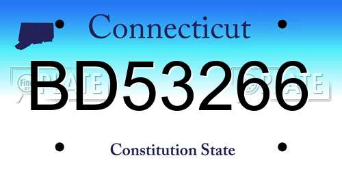 BD53266 Connecticut License Plate