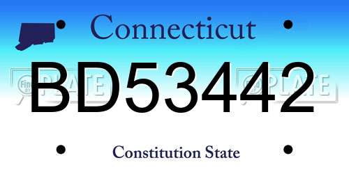 BD53442 Connecticut License Plate