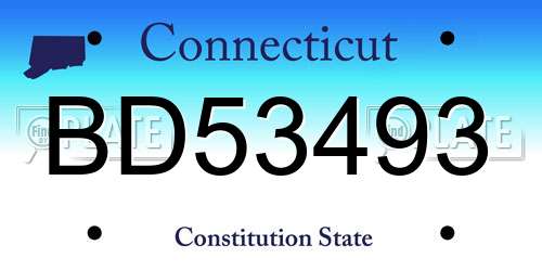 BD53493 Connecticut License Plate