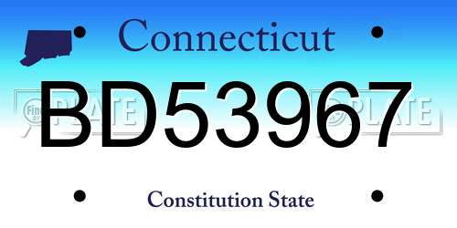 BD53967 Connecticut License Plate