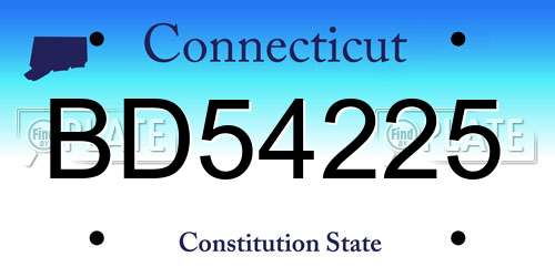 BD54225 Connecticut License Plate