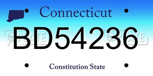 BD54236 Connecticut License Plate
