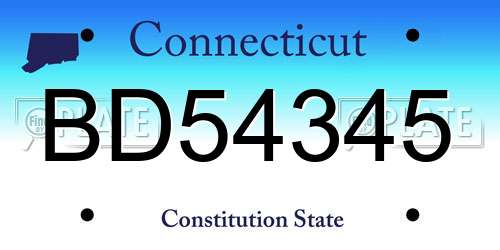 BD54345 Connecticut License Plate