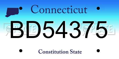 BD54375 Connecticut License Plate