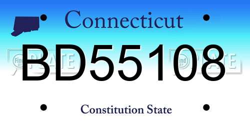 BD55108 Connecticut License Plate