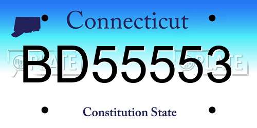 BD55553 Connecticut License Plate