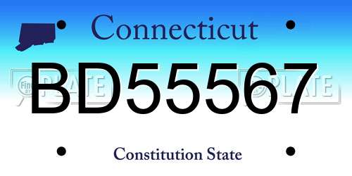 BD55567 Connecticut License Plate