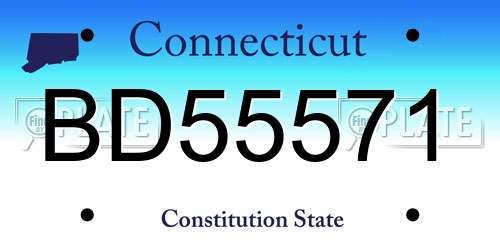 BD55571 Connecticut License Plate